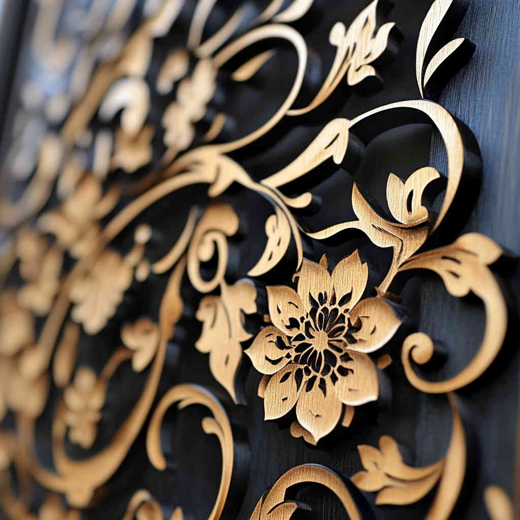 Laser-cut advertising sign with intricate details